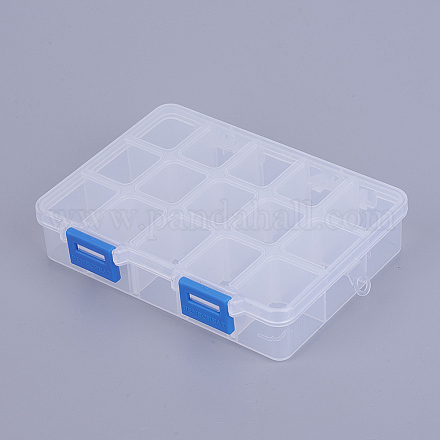 オーガナイザー収納プラスチックボックス  長方形  ドジャーブルー  14x10.8x3cm  コンパートメント：3x2.5センチメートル  15区画/ボックス&nbsp;CON-BC0001-05-1