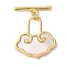 Brass Toggle Clasps, Cadmium Free & Nickel Free & Lead Free, with Shell, Cloud, Real 16K Gold Plated, Bar: 4.5x17x2mm, Hole: 1.4mm; Lock: 20x18x2.5mm, Hole: 8x4.5mm