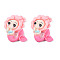 Opaque Resin Cabochons, Mermaid, Pink, 31x24x7mm
