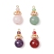 Gemstone Pendants, with Copper Wire, Round, Golden, 21x10mm, Hole: 1.4mm, 4pcs/set