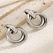 Alloy Stud Earrings, Platinum, Ring, 50mm