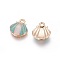 Alloy Enamel Charms, Shell, Light Gold, Turquoise, 12.5x11.5x3mm, Hole: 1.4mm