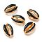 Alloy Beads, with Enamel, Shell, Real 18K Gold Plated, Black, 19~20x12~12.5x6mm