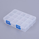 オーガナイザー収納プラスチックボックス  長方形  ドジャーブルー  14x10.8x3cm  コンパートメント：3x2.5センチメートル  15区画/ボックス&nbsp;CON-BC0001-05-1