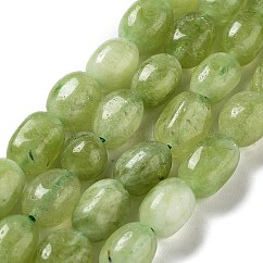 天然の天然翡翠ビーズ連売りを染めた  オーバル  黄緑  8.5~11x7~8.5x7~8.5mm  穴：1mm  約18個/連  7.28~7.48インチ（18.5~19cm）