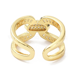 女性のための本物の 18 k 金メッキ ワイド バンド  真鍮マイクロパヴェキュービックジルコニアカフスリング  カドミウムフリー＆鉛フリー  透明  usサイズ7（17.3mm）&nbsp;ZIRC-C021-12G