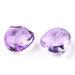 スプレー塗り透明ガラス・ビーズ  チューリップの花  ミディアム蘭  9x9x5.5mm  穴：1mm&nbsp;GLAA-T022-26-A02