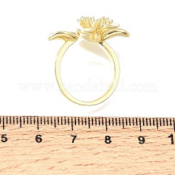 バーズ エナメル カフ オープンリング（女性用）  花  ラインストーン付き  ゴールドカラー  17mm  花：18x25mm&nbsp;KK-CBA1C83-01D-G