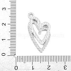 合金ラインストーンペンダント  エナメル  ダブルハートチャーム  プラチナ  27x14.5x2.5mm  穴：2mm&nbsp;RB-CBA332B-07A-P