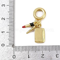 真鍮エナメルリップスティックヨーロピアンダングルチャーム  化粧品の大きな穴のペンダント  18KGP本金メッキ  長持ちメッキ  カドミウムフリー＆鉛フリー  ラックめっき  カラフル  26.5mm  穴：5.5mm&nbsp;KK-I358-007G