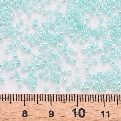 12/0個の模造ヒスイガラスシードビーズ  不透明色の光沢  ラウンド  淡いターコイズ  2x1.5mm  穴：1mm  約40000個/ポンド&nbsp;SEED-S049-A-018