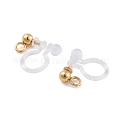 202 ステンレススチール クリップオン イヤリング ファインディング  ラウンド  18KGP本金メッキ  12x3mm  穴：1.5mm&nbsp;STAS-B072-17G