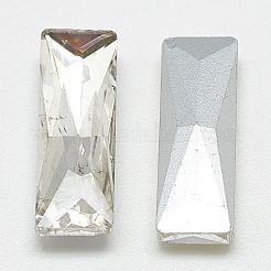 ポイントガラスラインストーンカボション  バックメッキ  多面カット  長方形  クリスタル  7x3x2mm&nbsp;RGLA-T084-3x7mm-01