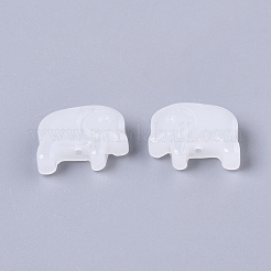 模造ヒスイのガラスビーズ  象  ホワイト  10x13x4mm  穴：0.8mm&nbsp;X1-GLAA-T022-01-A01
