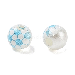 スポーツプリントのABS樹脂ビーズ  サッカー  空色  7x7.5mm  穴：2.5mm  2173個/ 500g&nbsp;PL-CBA1C22-09