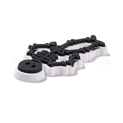 ハロウィーンのテーマ pvc カボション  スケルトン  ブラック  35x18x3mm&nbsp;FIND-E017-19