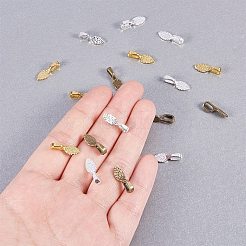 真鍮製グルーフラットパッドベイル  葉  ミックスカラー  15x5x5mm  60個/コンパートメント  240個/箱&nbsp;PALLOY-PH0012-09