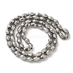 電気メッキガラスビーズセット  フル銀メッキ  多面カット  オーバル  銀  6x4mm  穴：1mm  約63~65個/連  14.6インチ&nbsp;EGLA-J013-4x6mm-F50
