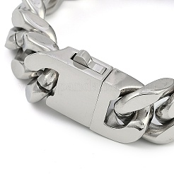 男性用 304 ステンレススチール キューバンリンクチェーンブレスレット  ステンレス鋼色  8-7/8インチ（22.5cm）&nbsp;BJEW-B102-07P