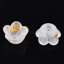 つや消し透明なアクリルビーズ  花  金箔  透明  5.5~6x3mm  穴：1.5mm  約10860個/500g&nbsp;OACR-N137-72A