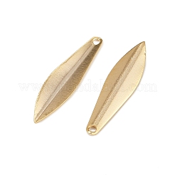真鍮チャーム  カドミウムフリー＆鉛フリー  葉  24KGP本金メッキ  19x4.5x1mm  穴：1mm&nbsp;X-KK-P310-07G