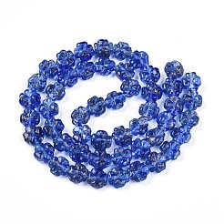 光る手作りの金箔ガラスビーズ連売り  クローバー  暗闇で光る  藤紫色  9~10.5x10~11x4.5~6mm  穴：1~1.2mm  約50個/連  19.29インチ（49cm）&nbsp;FOIL-N029-01H