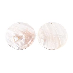 天然淡水シェルの大きなペンダント  ディスクチャーム  貝殻色  64.5~65x3~4mm  穴：3mm&nbsp;SHEL-T020-47A