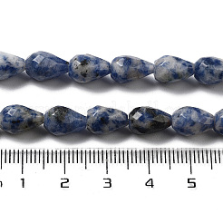 天然ブルースポットジャスパービーズ連売り  多面カットティアドロップ  10x7mm  穴：1.2mm  約20個/連  7.87''（20センチメートル）&nbsp;G-P520-B21-01