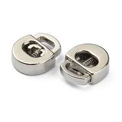 合金スプリングコードロック  単穴巾着ストッパーファスナーボタン  プラチナ  16x13.5x5mm  穴：6.6x3mm&nbsp;FIND-WH0110-063P