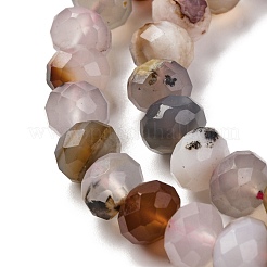 天然石桜色アゲート瑪瑙ビーズ連売り  多面カット  ロンデル  9x7mm  穴：1mm  約53個/連  15.35''（39センチメートル）&nbsp;G-K380-A42-03