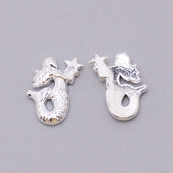 合金カボション  ネイルアートの装飾の付属品  人魚  カドミウムフリー＆鉛フリー  銀  10x6x2mm&nbsp;MRMJ-WH0068-50S-RS