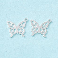 真鍮チャーム  カドミウムフリー＆鉛フリー  バタフライチャーム  925銀メッキ  19x17x0.8mm  穴：1.2mm&nbsp;KK-A172-41S