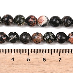 天然赤い雪の結晶黒曜石ラウンド ビーズ 連売り  8mm  穴：0.9mm  約46~49個/連  15.16''~15.75''（38.5~40センチメートル）&nbsp;G-P503-8mm-06A