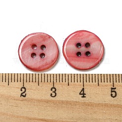 淡水シェルボタン  4穴  フラットラウンド  鮭色  14x1.7~2.2mm  穴：1.6mm&nbsp;SHEL-C005-02A