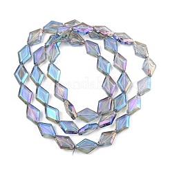 電気メッキ UVメッキガラスビーズ連売り  虹色の  菱形  ライラック  15x10x5mm  穴：1mm  約43個/連  25.39''（64.5センチメートル）&nbsp;EGLA-B010-01A-HP04