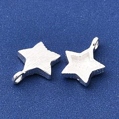 スターリングシルバーのテクスチャードスターチャーム925個  スタンプ925個付き  銀  10x7.5x2mm  穴：1.2mm&nbsp;STER-K188-09A-S