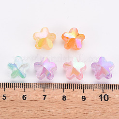 模造ゼリーアクリルビーズ  ABカラーメッキ  花  ミックスカラー  11x12x7.5mm  穴：2.5mm  約890個/500g&nbsp;TACR-S154-46E