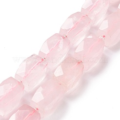 天然石ローズクォーツビーズ連売り  多面カット  直方体の  15~16x11~12x11~12mm  穴：1.5mm  約20~22個/連  15.3~15.7インチ（39~40cm）&nbsp;G-G765-24