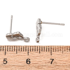 304ステンレススチールスタッドピアス金具  カン付き  ステンレス鋼色  イルカ  11x8mm  穴：1.2mm  ピン：10x0.8mm&nbsp;SA-CBA4E98-01A-P