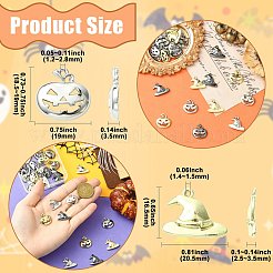 ハロウィンテーマの合金ペンダント30個、6つのスタイル  混合図形  16.5~19x18.5~20.5x2.5~3.5mm  穴：1.2~2.8mm  5個/スタイル&nbsp;FIND-CJ0005-47