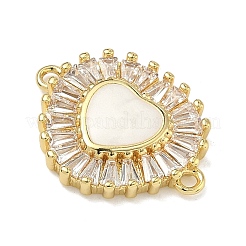 真鍮舗装クリアキュービックジルコニアコネクタチャーム  ハートとエナメルのリンク  鉛フリー＆カドミウムフリー  ラックめっき  長持ちメッキ  18KGP本金メッキ  ホワイト  17x21.5x3.5mm  穴：1.5mm&nbsp;KK-A293-12G-04