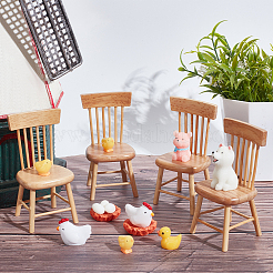ミニウッドチェア  ドールハウス家具アクセサリー  ミニチュアダイニングルーム用  小麦  40x41x84mm&nbsp;AJEW-WH0041-76B