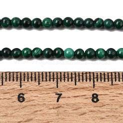 天然石マラカイトビーズ連売り  グレードAB  ラウンド  3mm  穴：0.6mm  約140個/連  15.55''（39.5センチメートル）&nbsp;G-F571-27AB1-3mm-01