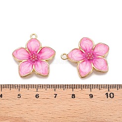 メッキ合金エナメルチャームラック  カドミウムフリー＆ニッケルフリー＆鉛フリー  ライトゴールド  花のチャーム  パールピンク  27.5x25x3.5mm  穴：2mm&nbsp;X-ENAM-N056-365KCG-02