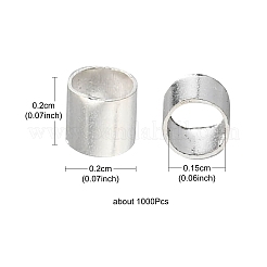 真鍮製つぶし玉カシメ玉  チューブ  銀  2x2x0.15mm  穴：1.5mm  約1000個/袋&nbsp;KK-YW0002-02S