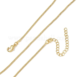 1mmの真鍮製ラウンドスネークチェーンネックレス（女性用）  長持ちメッキ  ゴールドカラー  16.14インチ（41cm）&nbsp;KK-CBA4FD4-06G
