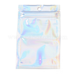 長方形のジッパー付きプラスチック製グリッターホログラフィックバッグ  再封可能なバッグ  透明  12x7.5cm  穴：6mm  片側の厚さ：2.3ミル（0.06mm）&nbsp;OPP-YWC0001-7X12