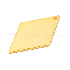 スターリングシルバーのブランクペンダント925個  菱形チャーム  ゴールドカラー  17.5x11.5x0.5mm  穴：0.9mm&nbsp;STER-F057-02G-01