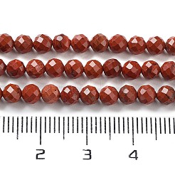 天然石レッドジャスパービーズ連売り  多面カット  ラウンド  4mm  穴：0.6mm  約94~95個/連  15.35''（39センチメートル）&nbsp;G-J400-E15-02