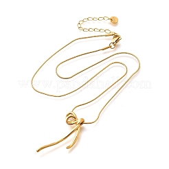 304ステンレススチール製蝶結びペンダントスネークチェーンネックレス（女性用）  18KGP本金メッキ  18.78インチ（47.7cm）&nbsp;NJEW-U031-13G
